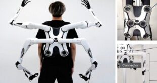 بازوی رباتیک با امکان اتصال به پشت کاربر برای تعامل اجتماعی